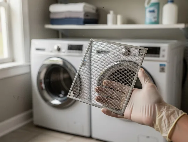 Commerce Dryer Vent Cleaning specialist performing detailed lint trap cleaning service in Commerce