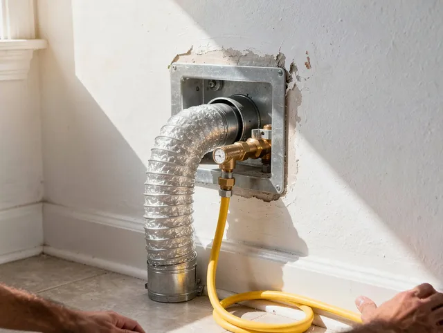 Commerce Dryer Vent Cleaning certified technician performing specialized gas dryer vent cleaning in Commerce